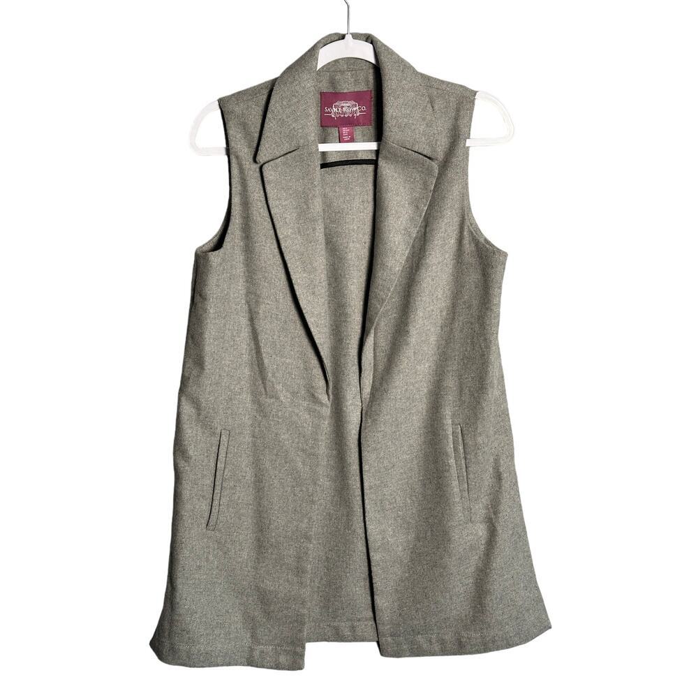 The Savile Row Co London Wool Blend Open Front Sleeveless Long Vest S minimalist